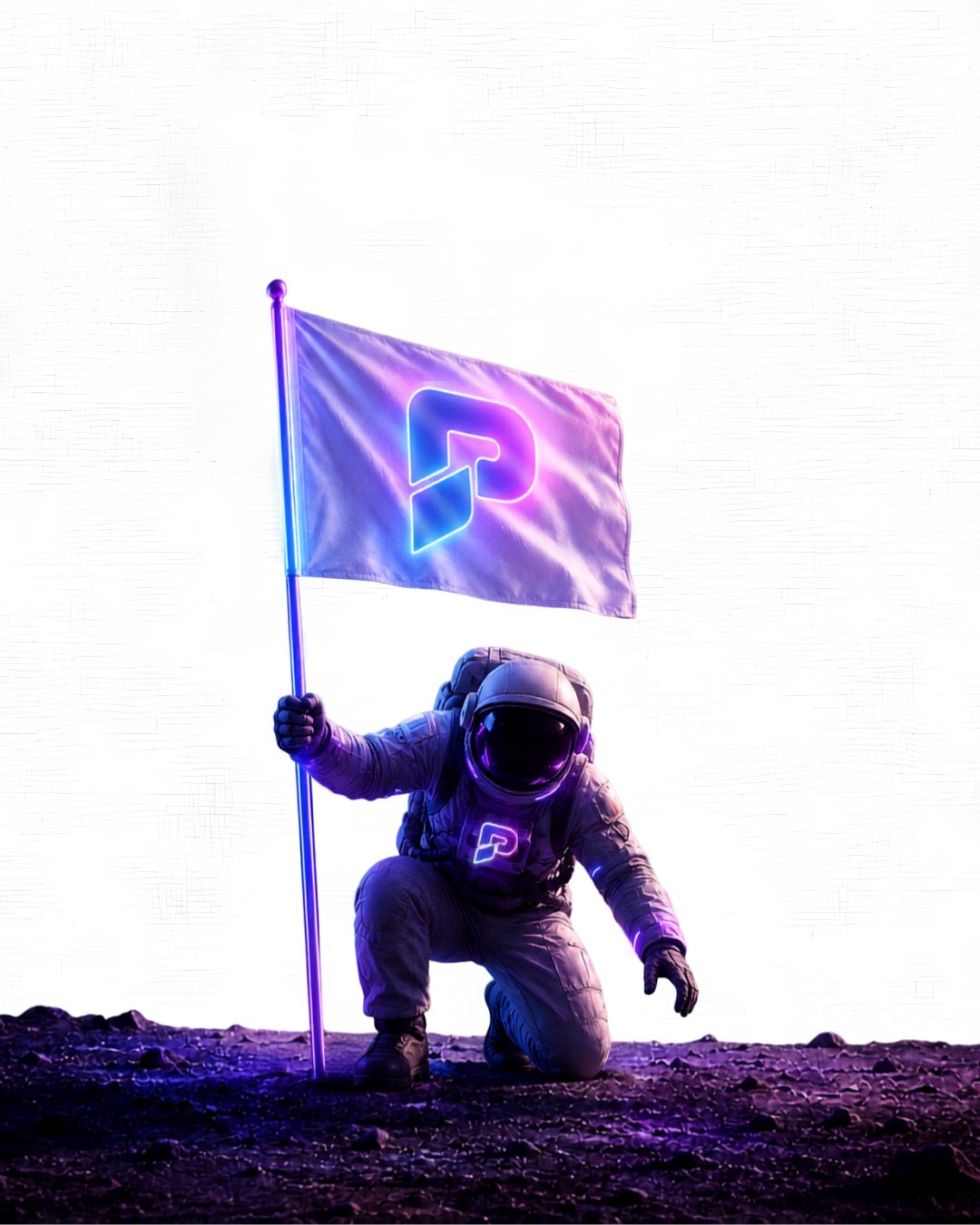 Astronaut planting a Passly flag