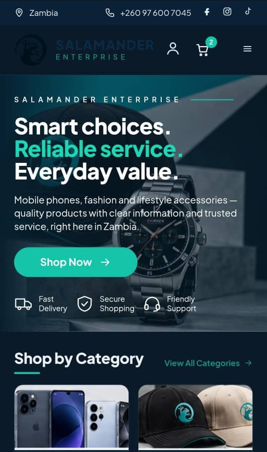 E-commerce store on a phone